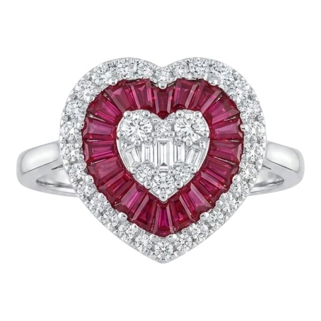 18k Gold Ruby 1.06ct and Diamond 0.50ct Cocktail Ring, New Design For Sale