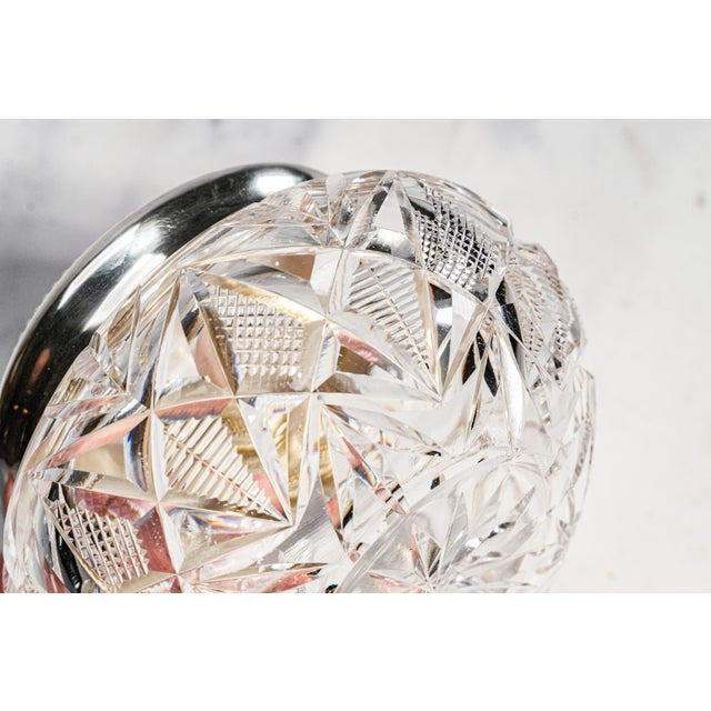 Metal Brilliant Antique Cut Crystal Powder Jar Sterling Silver Lid Edwardian Vanity Jewelry Box Luxury Home Decor For Sale - Image 7 of 15