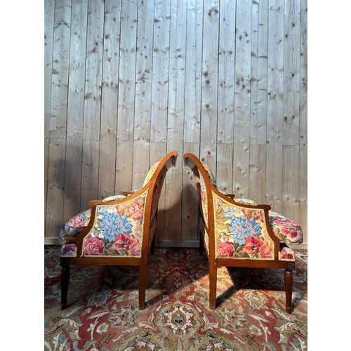 Louis XVI Style Bergère Armchairs, Set of 2 For Sale - Image 6 of 8