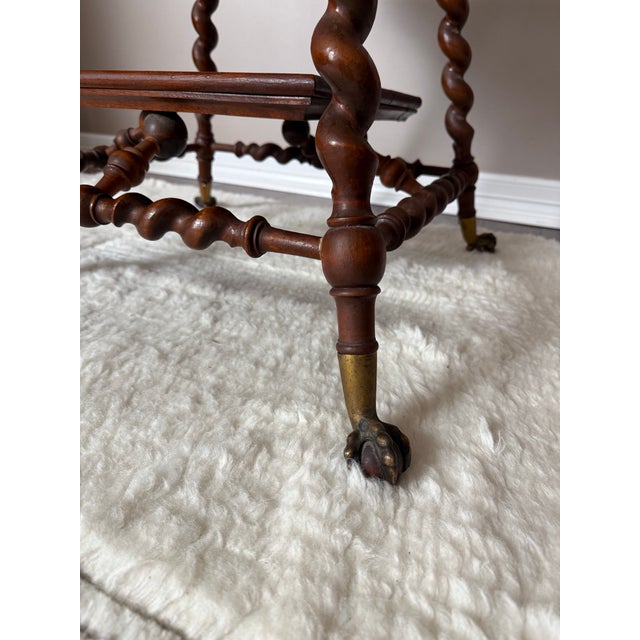 Antique Solid Wood Barley Twist Lamp Side/Table With Claw Feet After Merklen Furniture Company For Sale - Image 12 of 12