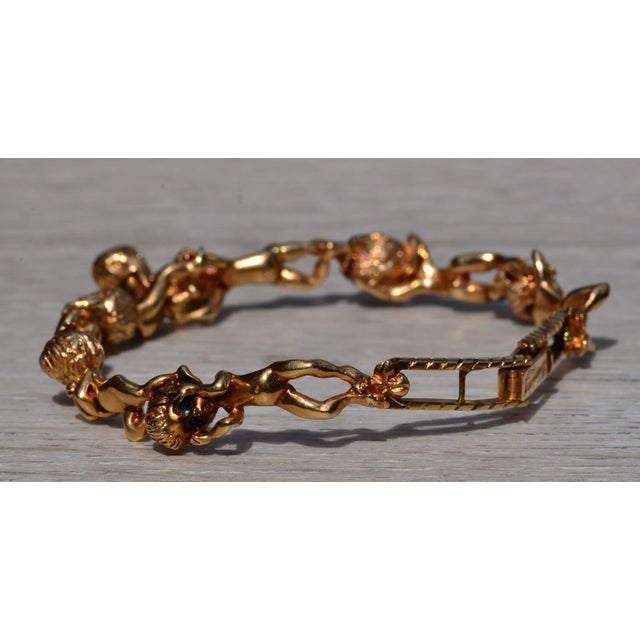 Metal Signed Ruser Children of the Week Wednesday Bracelet in 14K Gold For Sale - Image 7 of 12