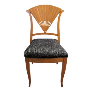 1960s Wood Carved Fan Upholstered Side Chair For Sale