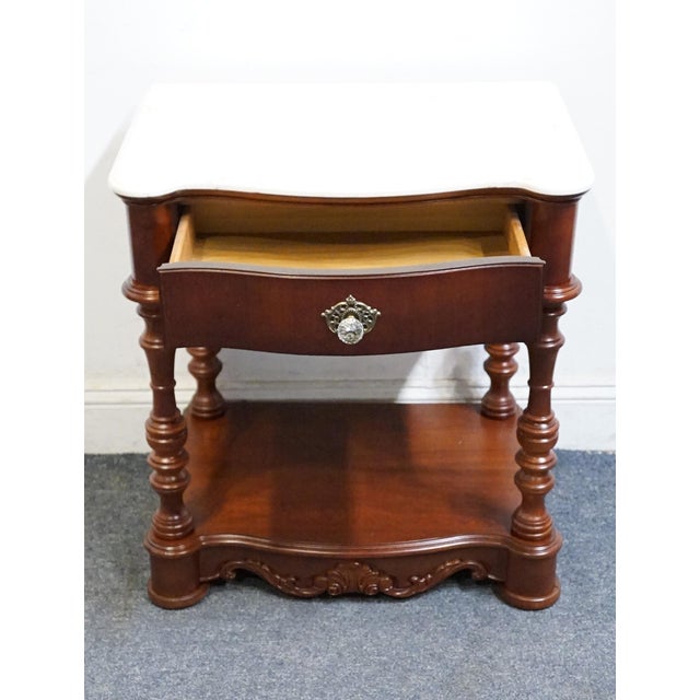 Pulaski Furniture Solid Cherry Traditional Victorian Revival 24" Nightstand W. White Granite Top 45141 For Sale In Kansas City - Image 6 of 13