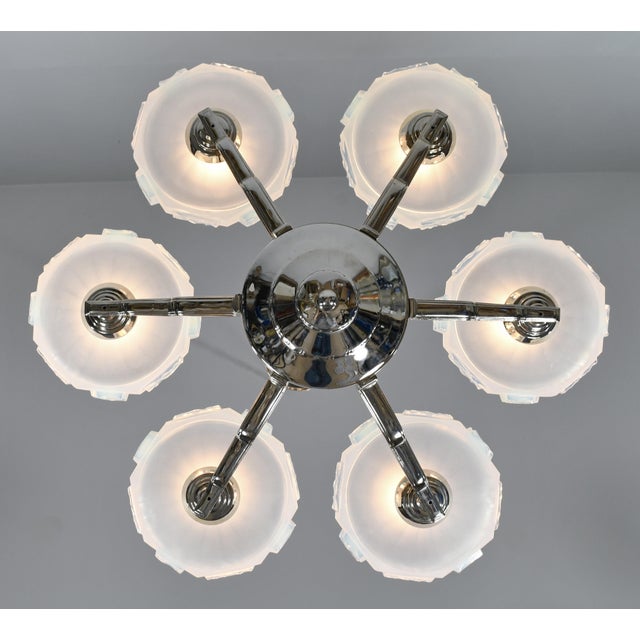 French Art Deco Chandelier by J. Gauthier Ezan & H. Renon 1930s France - 2 Available For Sale - Image 9 of 15
