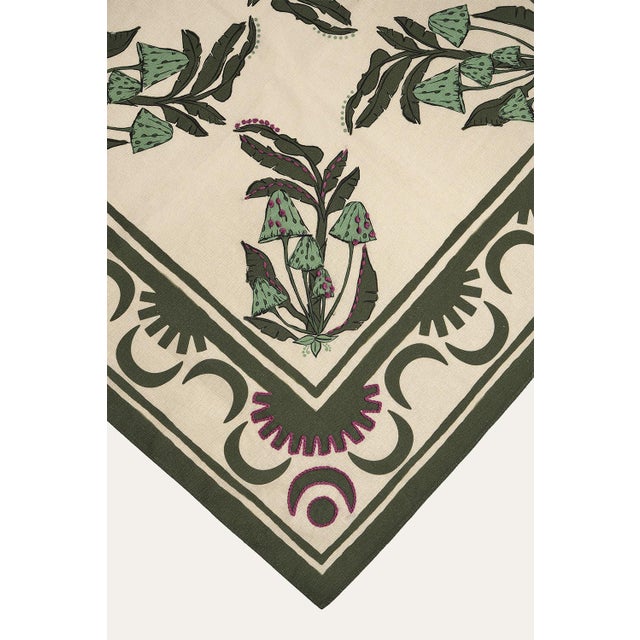 Contemporary Johanna Ortiz Forest Green/Ecru The Secret Life Of Funghi Cloth Napkin, Set of 4 For Sale - Image 3 of 4