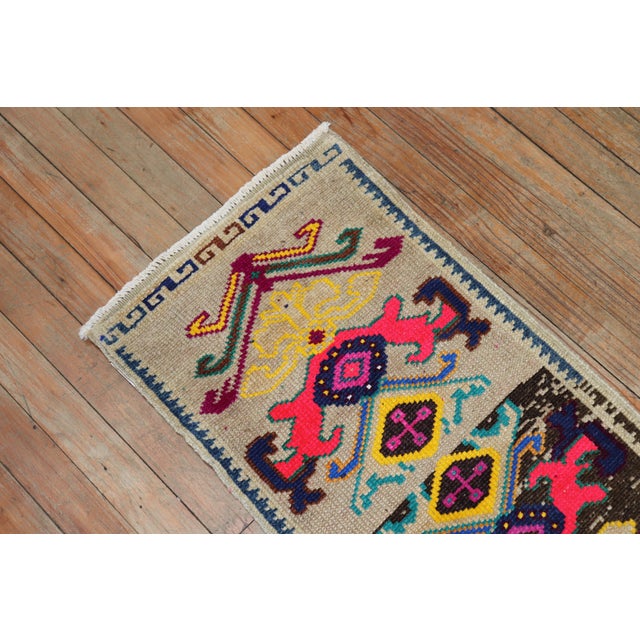 Colorful Vintage Mini Turkish Rug For Sale - Image 11 of 18