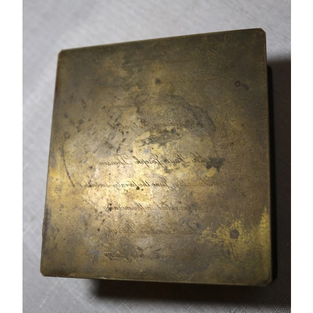 1800's Antique Berkshire Crafts Brass Marriage Invitation Printing Plate Box For Sale In New York - Image 6 of 12