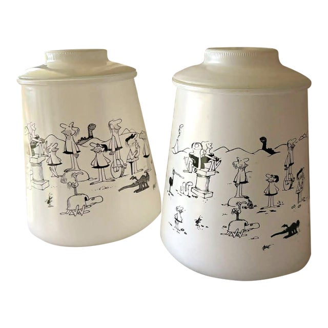 Vintage 1970's Bc Comics Johnny Hart Cannister Set of 2 Promotional Glassware Nostalgia Cartoon For Sale
