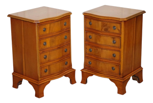 Georgian Style Yew Wood Nightstands, Set of 2