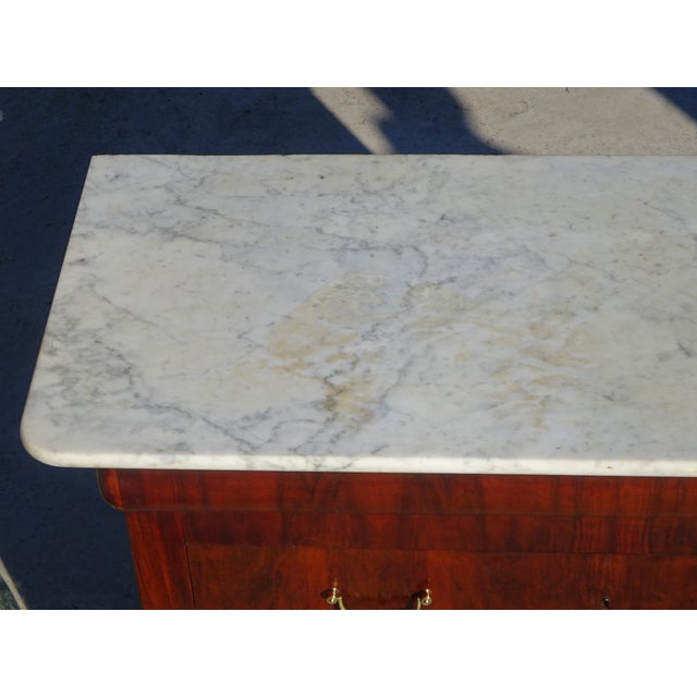 Antique Restoration Chest of Drawers in Mahogany Veneer with White Marble Top For Sale - Image 15 of 18