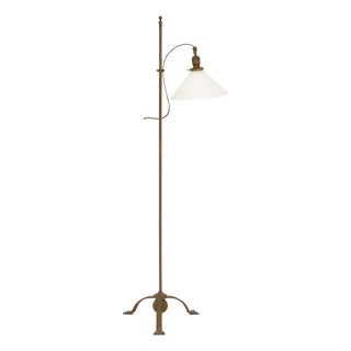 Vintage Arts and Crafts Style Bronzed Wrought Iron Lamp For Sale