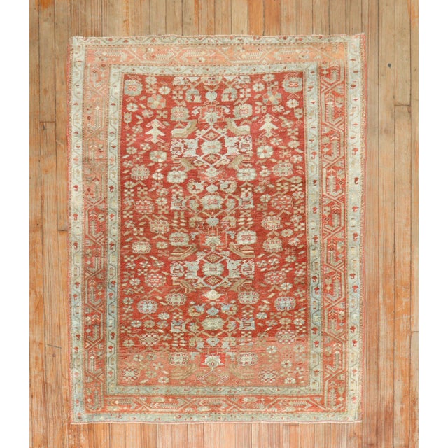 Early 20th Century Zabihi Collection Red Persian Malayer Small Size Square Rug - 3'6" x 4'4" For Sale In New York - Image 6 of 9