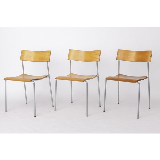 Mid-Century Swedish Campus Stacking Chairs in Metal and Beech Plywood from Lammhults, 1970s, Set of 6 For Sale - Image 10 of 10