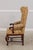 1990s Pair French Oak Carved Wing Back Damask Chairs For Sale - Image 5 of 18