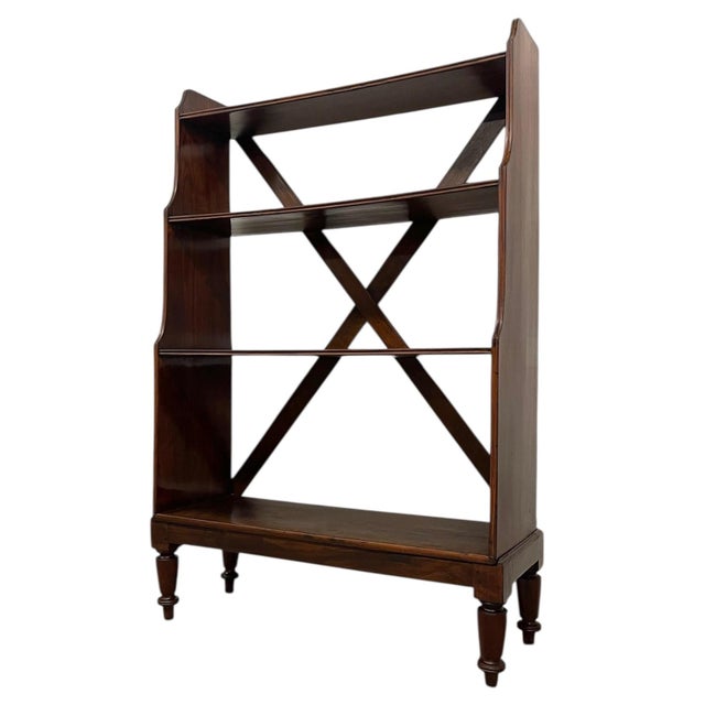 1970s Decrorative Wooden Bookcase With X-Back Support and Turned Legs For Sale - Image 4 of 12