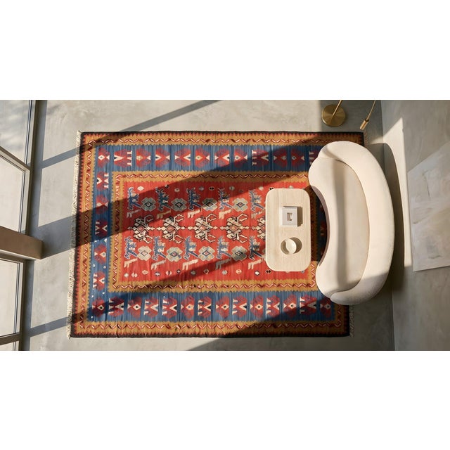 Red Early 20th Century Turkish Oushak Kilim ( 9'9" x 12'6" - 297 x 381 ) For Sale - Image 8 of 10