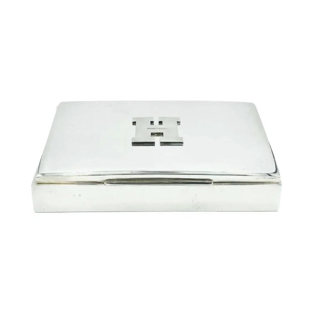 Mid 20th Century Vintage Hermes Paris H Silver Plated Rectangular Hinged Trinket Box For Sale - Image 10 of 12
