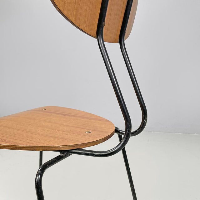 Mid-Century Modern Italian Chairs in Brown Formica and Black Metal, 1960s, Set of 6 For Sale - Image 14 of 18