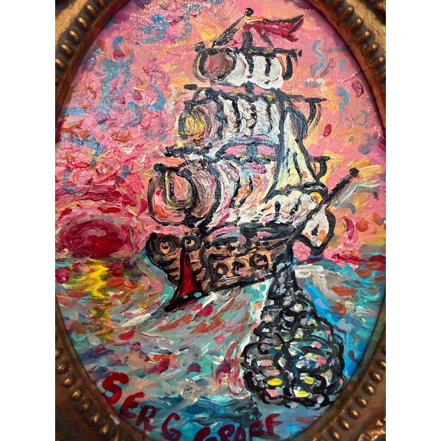 Paint Serg Graff "Lucky Catch" Seascape Acrylic Painting Ship Nautical Art For Sale - Image 7 of 9