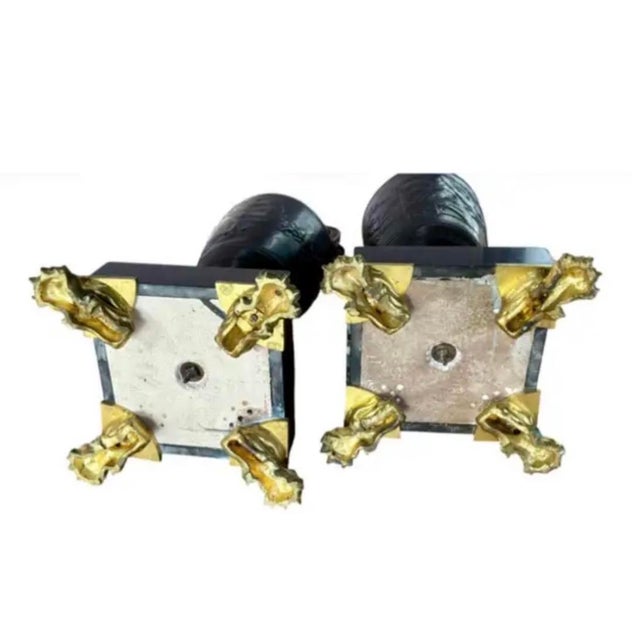 French Neoclassical Patinated Bronze and Marble Urn Vases, a Pair For Sale - Image 16 of 16