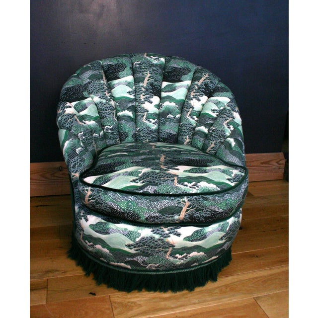 Vintage Fluted Back Chair in Japanese-Inspired Upholstery, 1960s For Sale - Image 12 of 12