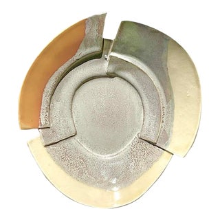 Late 20th Century Vintage Boho Slab Built Studio Pottery Plate For Sale