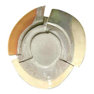 Vintage Modernist Sculptural Geometric Studio Pottery Plate For Sale