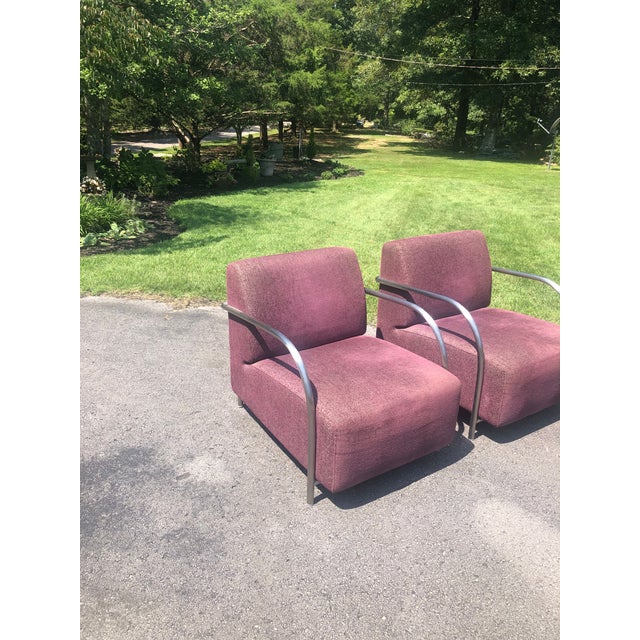 Contemporary Upholstered Aluminum Frame Chairs - A Pair For Sale - Image 11 of 12