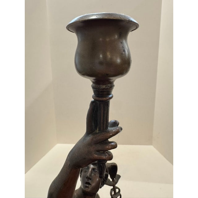 Late 19th Century Large Patinated Bronze Mercury After Giambologna Candelabra Sculpture For Sale - Image 10 of 13