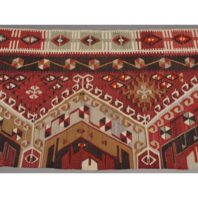 1970s Vintage Handmade Wool Cotton Red Runner Rug For Sale - Image 10 of 11