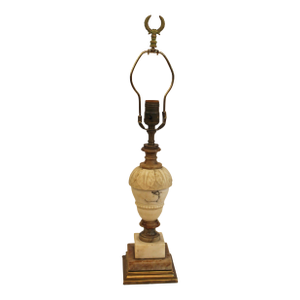 C. 1920s Continental Carved Multi-Colored Alabaster Urn Form Lamp