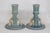 Ceramic Roseville Pottery Clematis Ceil Blue Candlestick Holders 1159 a Pair 4687b For Sale - Image 7 of 15