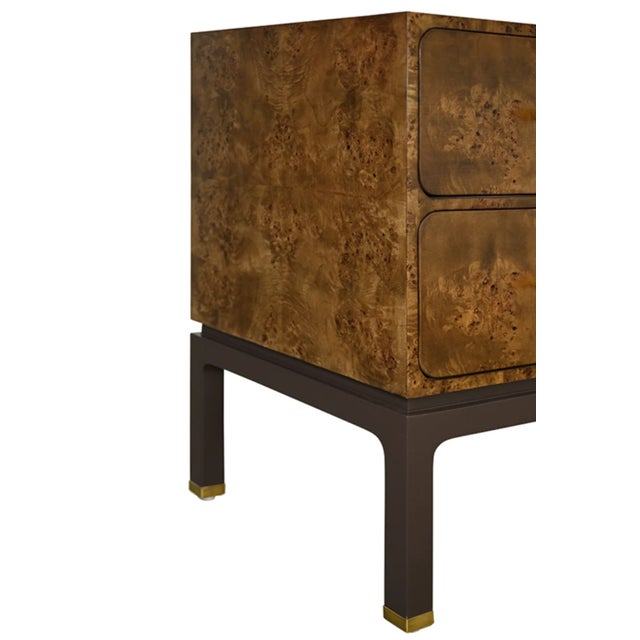 Worlds Away Matthew Izzo Home Etta Dark Burl Wood Four Drawer Chest For Sale - Image 4 of 9