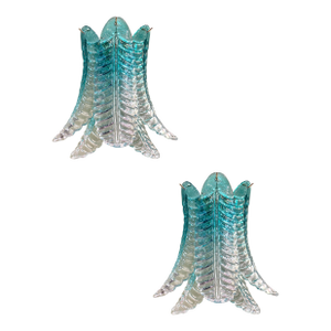 Contemporary Scenographic Set of Two Greeen "Felci" Murano Glass Wall Sconces