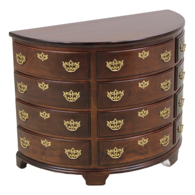 Madison Square Mahogany 4 Drawer Demilune Chest For Sale