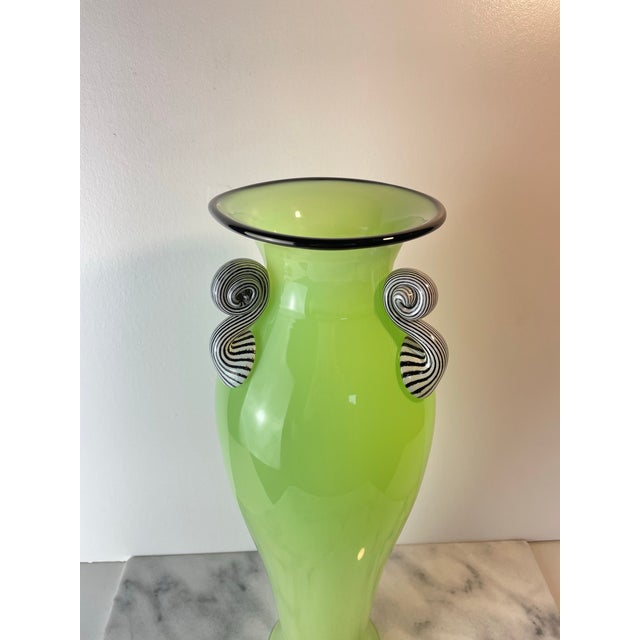Contemporary Dehanna Jones Contemporary Art Glass Vase — Signed Pale Lime Green Studio Glass For Sale - Image 3 of 9
