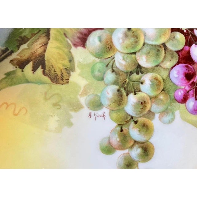Antique Art Nouveau Jaeger & Co. Bavarian, A. Koch Grape Motif Porcelain Dessert Trio For Sale - Image 11 of 12