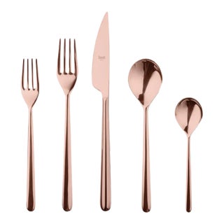 Mepra Linea 5-Piece Flatware Set, Bronze For Sale