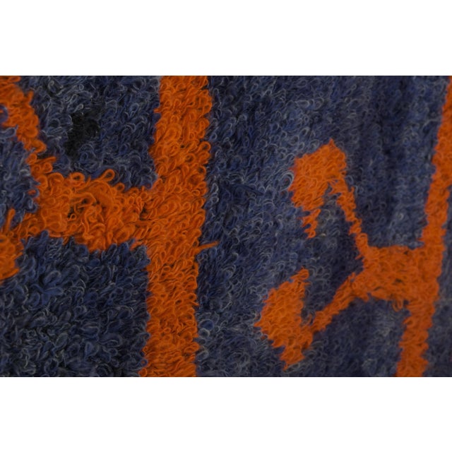 Textile 1960s Vintage Navy Blue Turkish Shaggy Rug 6' X 9'2'' For Sale - Image 7 of 13