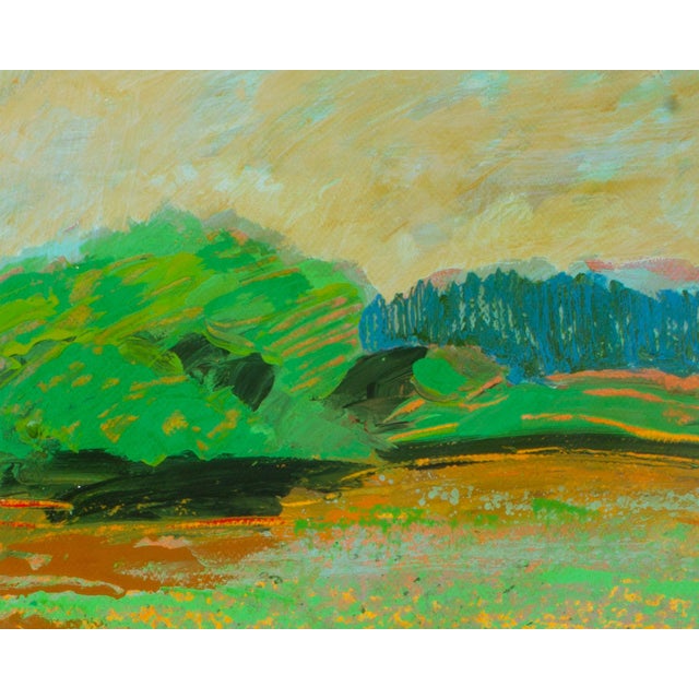 A 1980s abstract acrylic on paper painting diptych by the American artist Harry Hilson (1935-2004). Each panel features an...