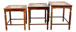 Mid-Century Danish Nesting Tables with Tile Tops, 1960s, Set of 3
