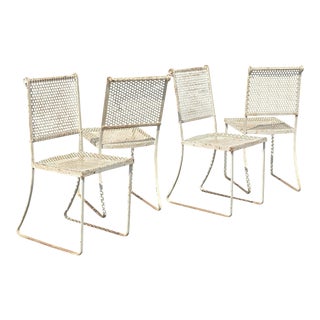 Mid-Century Modern Patina Perforated Patio Chairs - Set of 4 For Sale