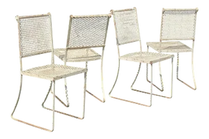 Mid-Century Modern Patina Perforated Patio Chairs - Set of 4
