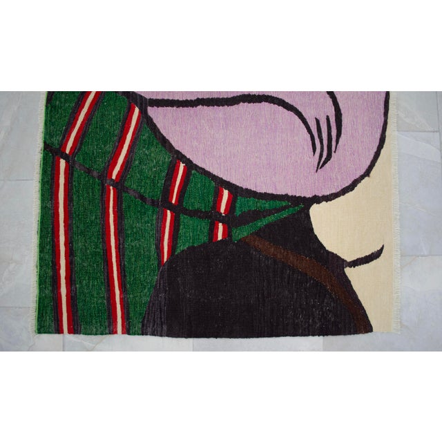 Hand Woven New Rug Kilim - Pablo Picasso Art Inspired - Contemporary Area Rug 3′8″ × 5′ For Sale - Image 14 of 17