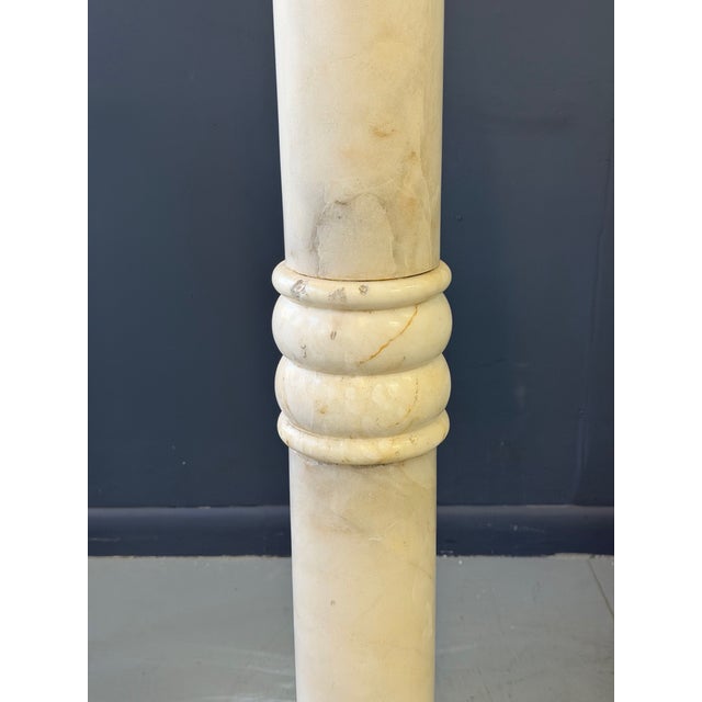 Alabaster Antique Italian White 7 Piece Carved Alabaster Pedestal Column For Sale - Image 8 of 13