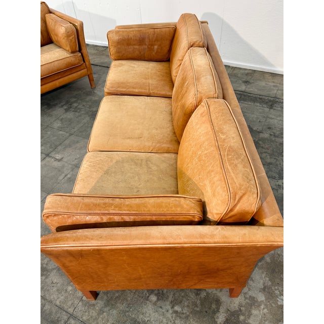 Pair of Three-Seat Leather Sofas in Original Leather, by Mogens Hansen For Sale - Image 9 of 11