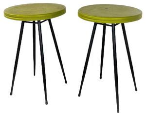 Mid-Century ModernItalian Black & Acid Green Metal Bar Tables, 1950s, Set of 2