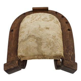 Folk Art Oak Horseshoe Footstool For Sale