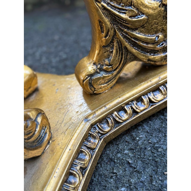 Glass Vintage Hollywood Regency Carved Gilt End Tables - A Pair For Sale - Image 7 of 11
