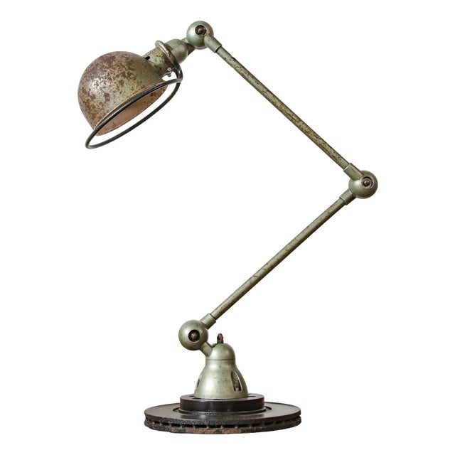 French Rustic Workshop Lamp on Brake Disc from Jieldé, 1950s For Sale